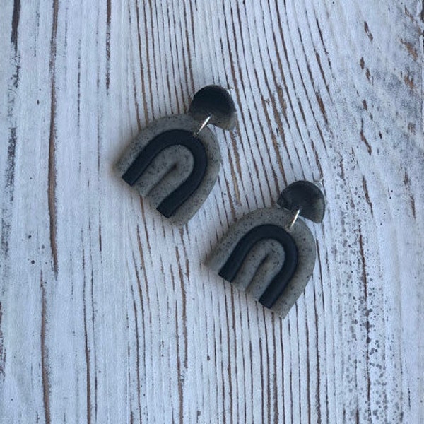 Classic Black Earring/Gift for Her/ Polymer Clay Earring