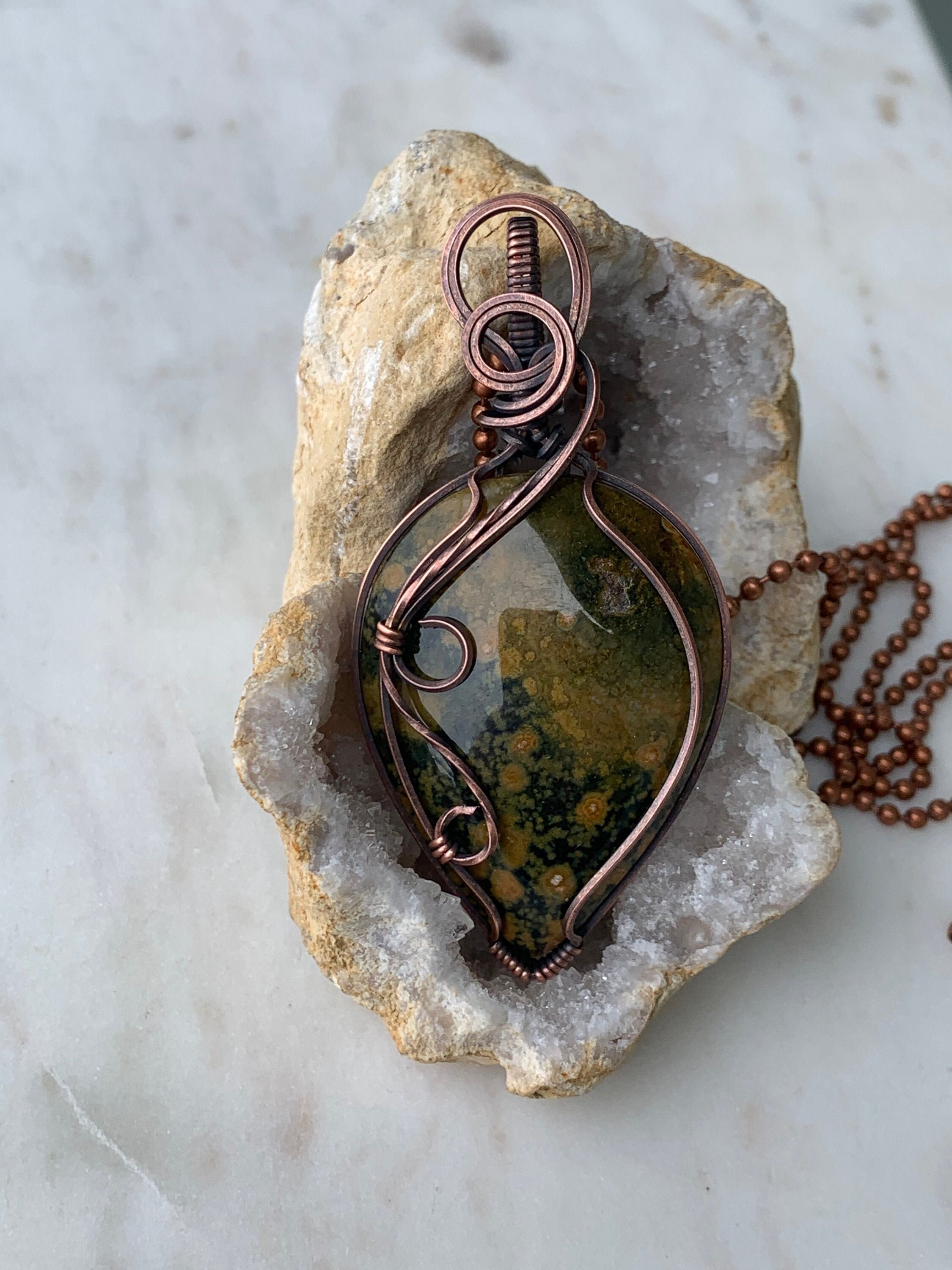 Jasper in antiqued copper
