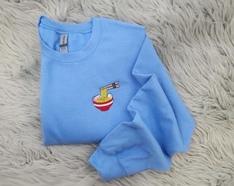Ramen Bowl Embroidered Crewneck - Pocket Logo RamenCrewneck - Ramen Noodles Shirt - T-Shirt - Sweatshirt - Hoodie