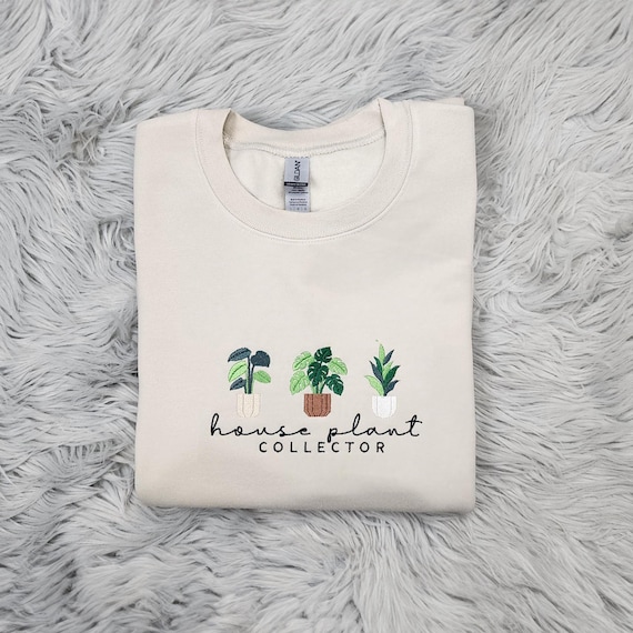 House Plant Collector Embroidered Crewneck: Botanical Sweatshirt, Houseplant Lover Crewneck
