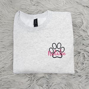 Personalized Veterinarian Embroidered Crewneck: Paw Print Vet Tech or Assistant or Student Gift