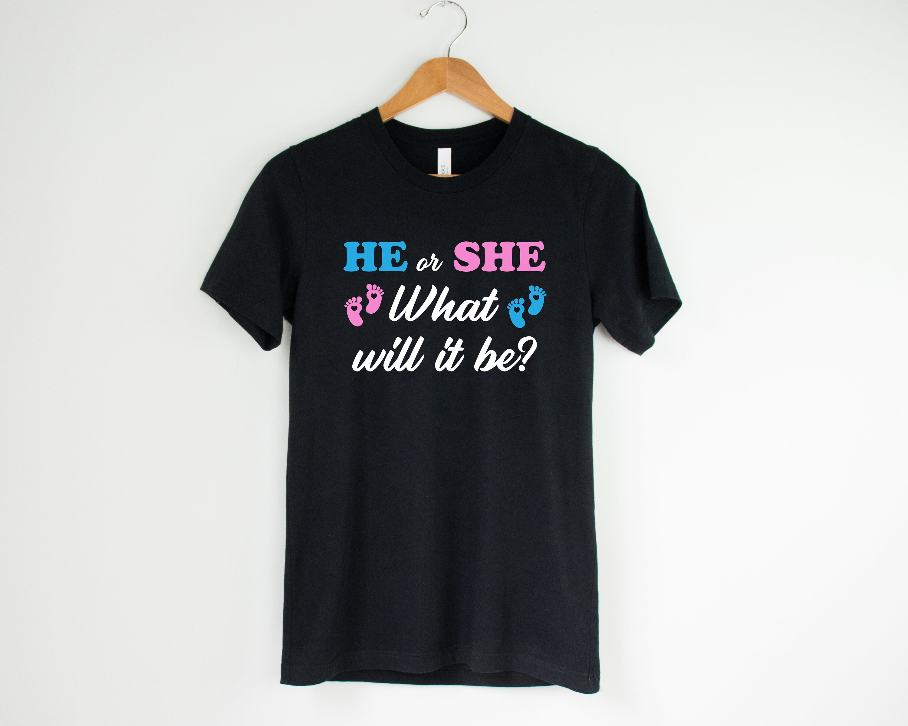 Gender Reveal T Shirt He or She What Will It Be Unisex T Etsy