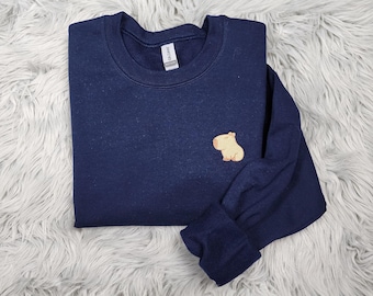 Capybara Embroidered Crewneck, Kawaii animal Embroidery