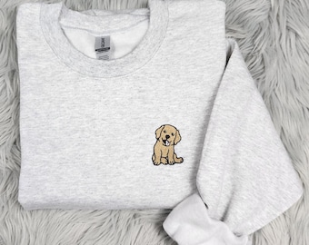 Embroidered Golden Lab Crewneck – Pocket Logo Labrador Sweatshirt