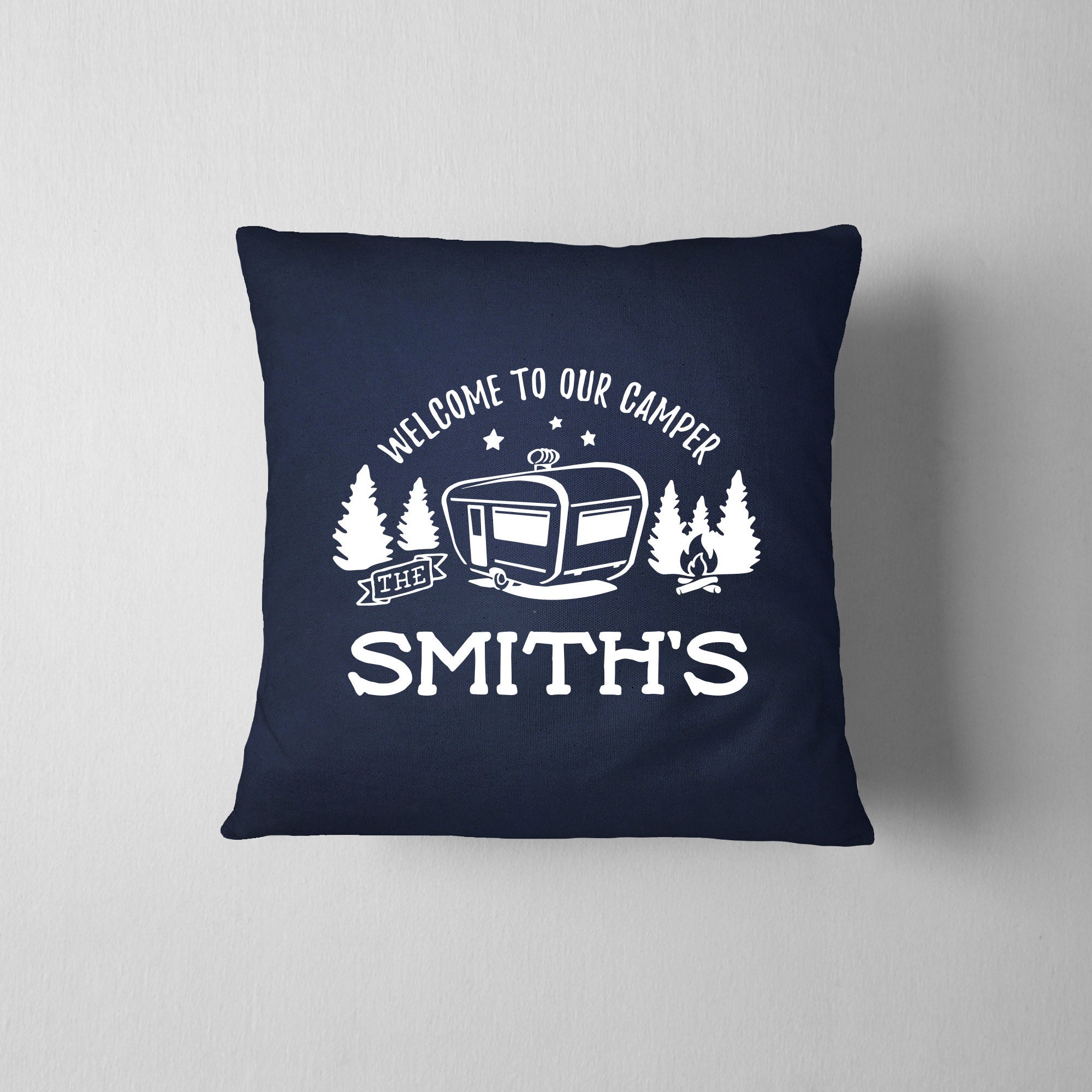 Custom Camper Pillow Cover: Personalized Family Camping Decor