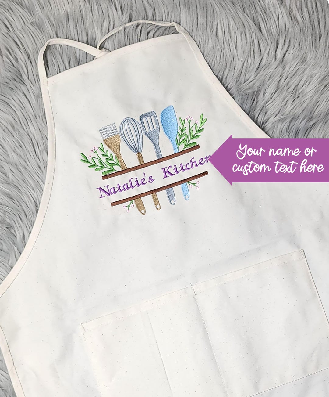 Written Aprons Personalized Embroidered Apron: Custom Name or Text Gift - Etsy