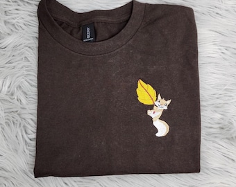 Embroidered Squirrel Crewneck, Autumn Leaf, Cozy Fall Sweatshirt