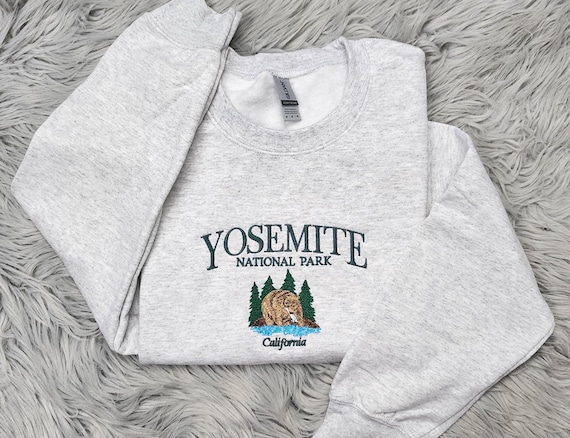 Yosemite Embroidered Crewneck: National Park Unisex Sweatshirt