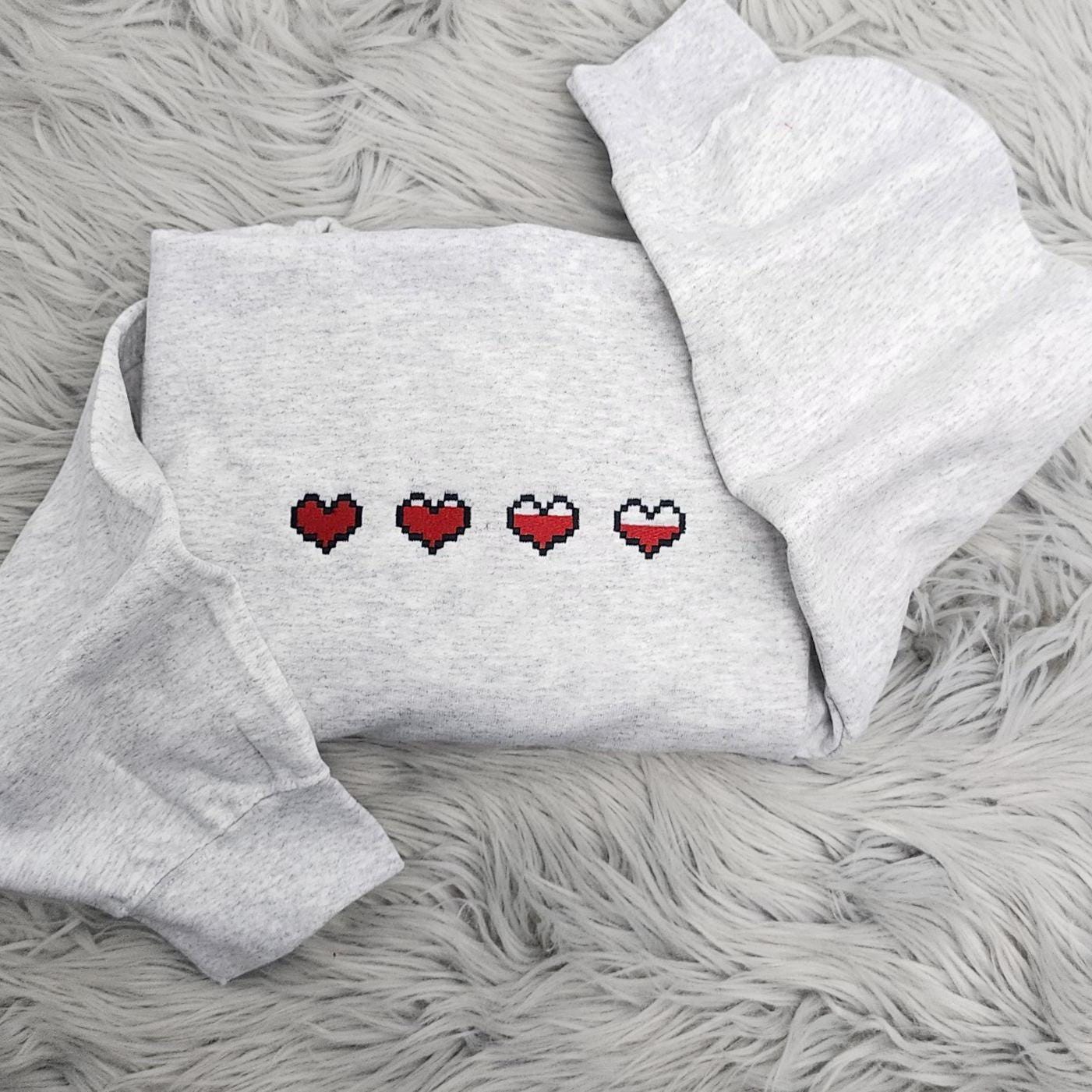 Cute Pixel Art Mini Hearts Embroidered Crewneck - Valentine's Crewneck - Pixel art Hearts - Gift For her - Cute Mini Hearts Crewneck