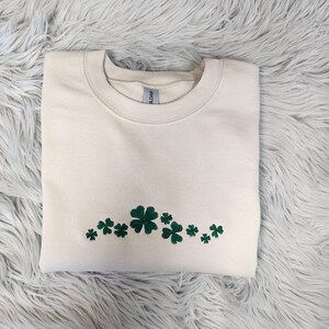 Embroidered Shamrock Crewneck: St Patrick&#39;s Day Clover Sweatshirt, Irish Shamrock