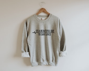 Grey's Anatomy Sweatshirt, Save Lives Unisex Crewneck