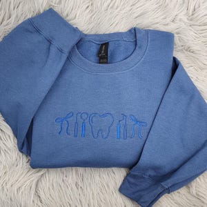 Delicate Dental Embroidered Crewneck, Hygienist & Dentist Crewneck, Coquette Bow image 2