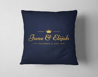 Personalized Name and Date Pillow Cover, Wedding Gift