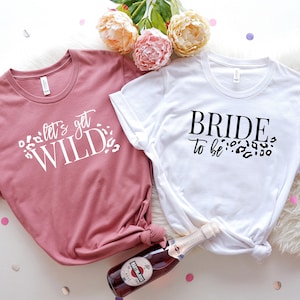 Let&#39;s Get Wild, Bachelorette Party Shirts, Cute Leopard Print Shirts, Animal Print Bride Shirt, Let&#39;s get Wild Party Shirts