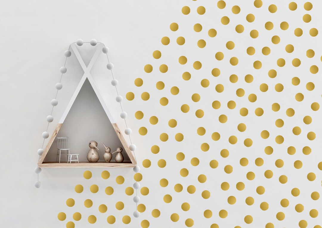 Gold Polka Dot, Wall Decals, Polka Dot Wall Stickers, Gold Wall Decor