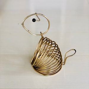 Vintage Gold Tone Wire Spring Animal Letter Holder