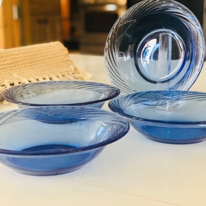 Vintage Cobalt Blue Glass Bowls (Set of 4)