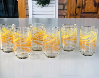 Vintage Drinking Glasses Wheat Pattern by Libbey 1970's (Set of 6)