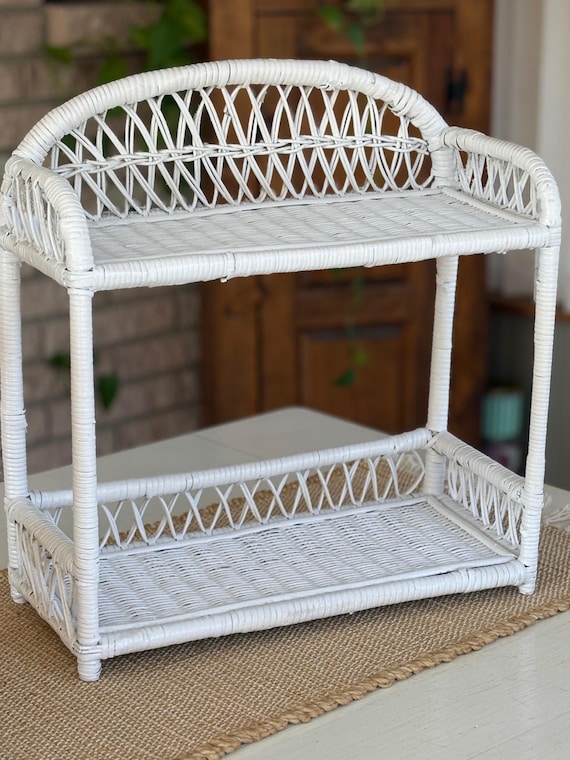 Vintage Wicker Shelf (White)