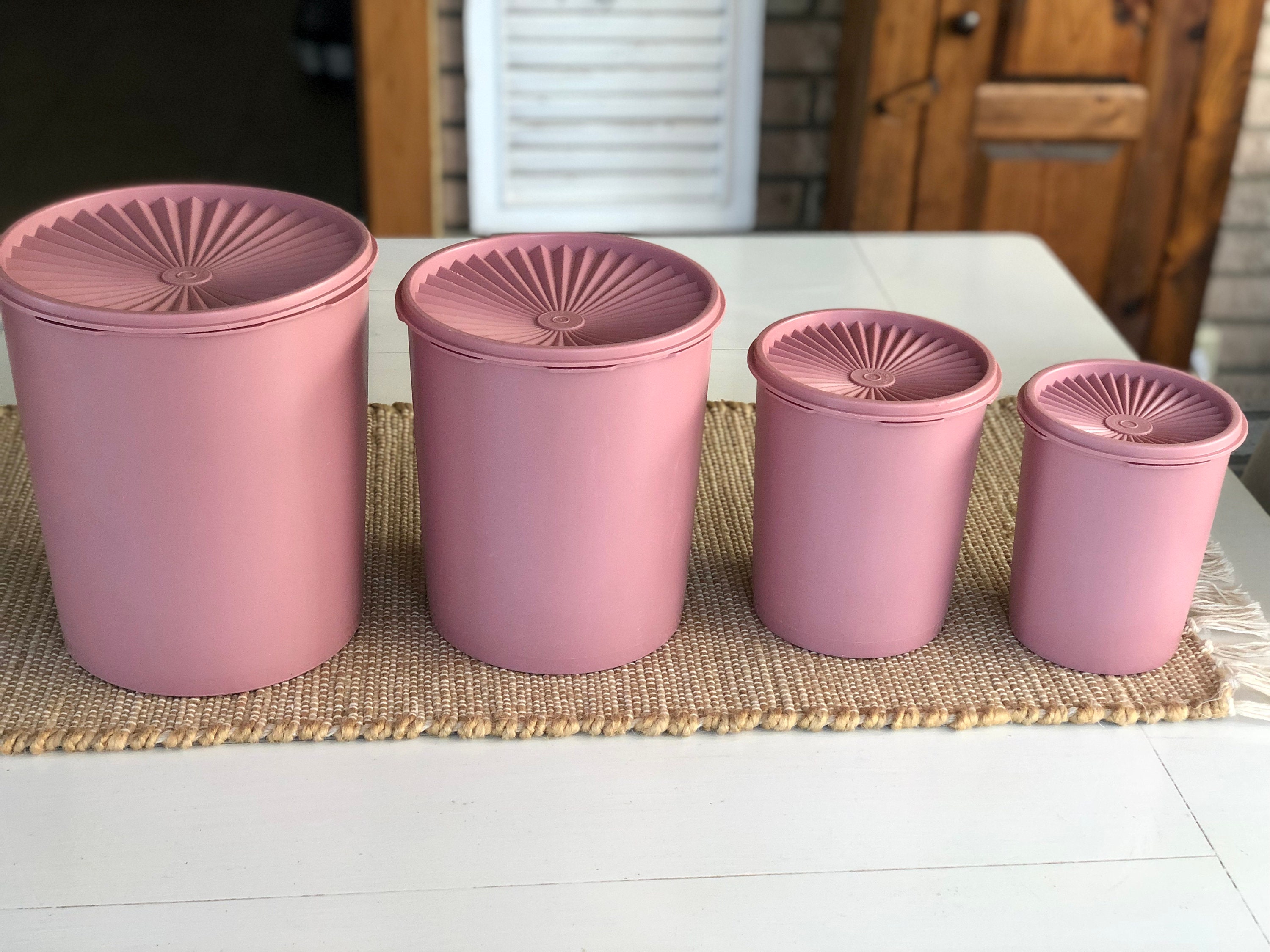 SOLD**For Sale ((by Emily)): Set of 4 Vintage Tupperware Canisters  ((Excellent Condition)) • Food for a Year