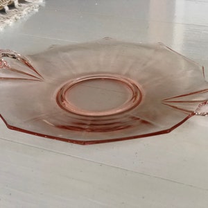 Vintage Pink Glass Platter with Handles