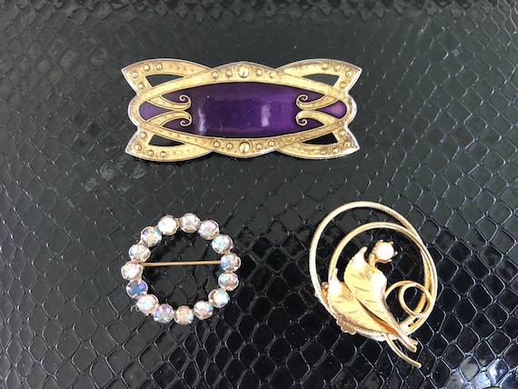 Lot De 3 Grandes Broches Vintage - Bijoux Anciens Français