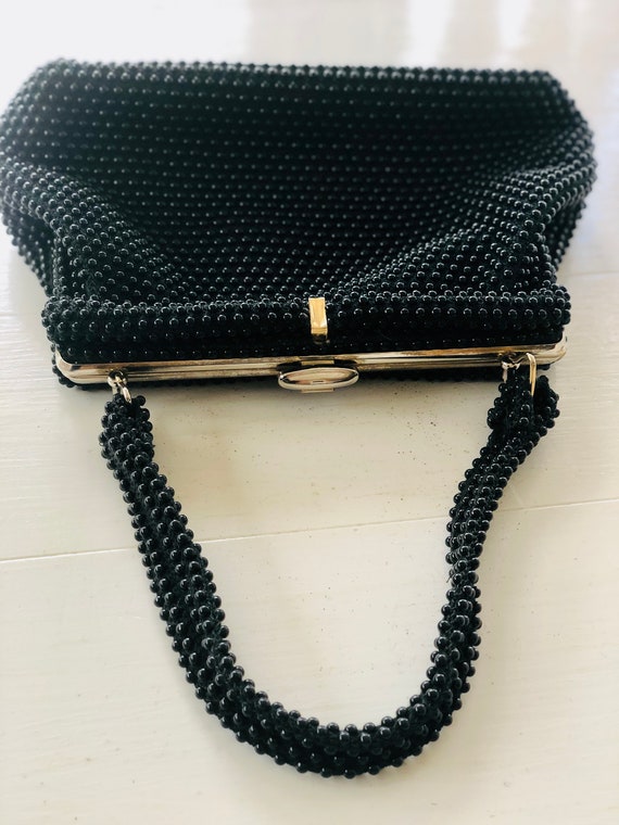 Vintage Black Beaded Purse - image 4