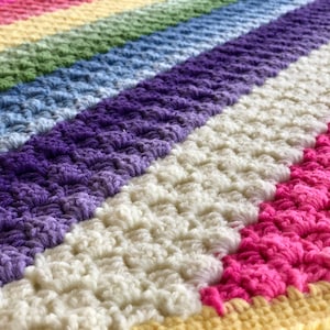 Vintage Crochet Colors of The Rainbow Throw Blanket