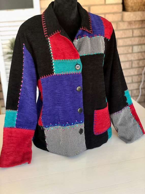 Vintage Quilt Look Jacket Blazer - image 1