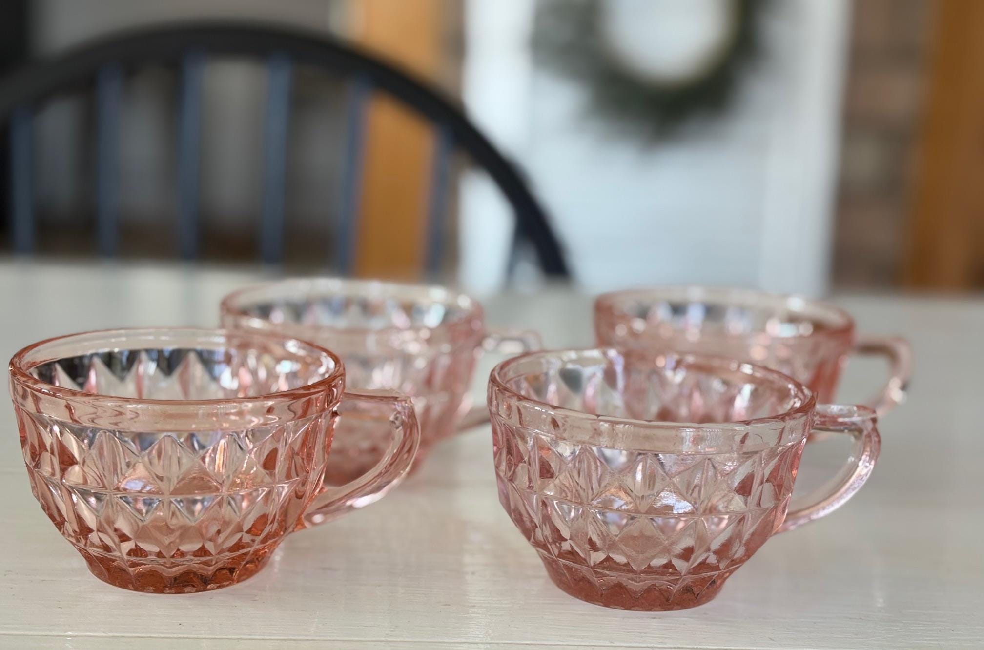 Vintage Pink Glass Cups (Set of 4)