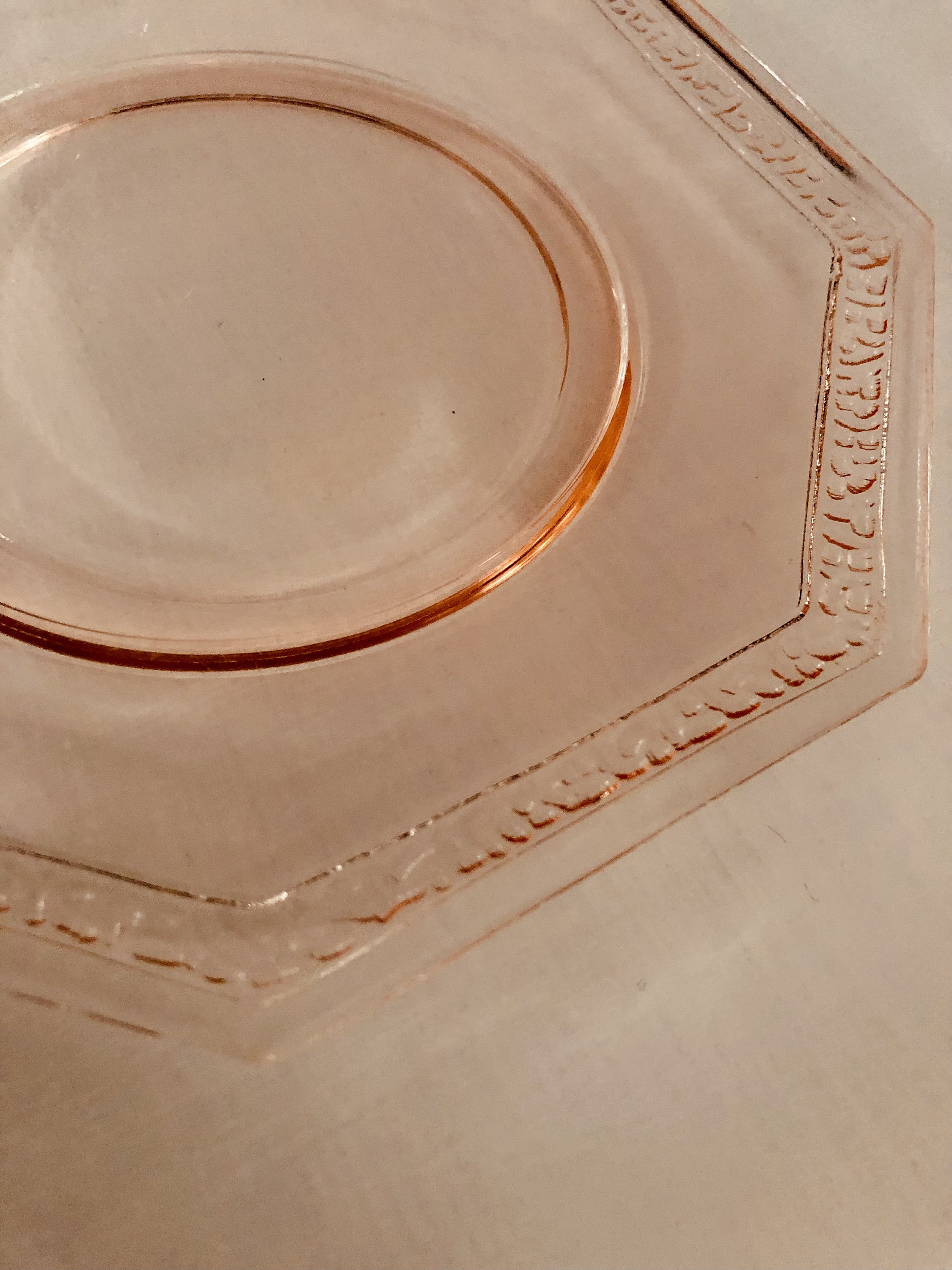 Vintage Pink Glass Plates set of 5 Etsy