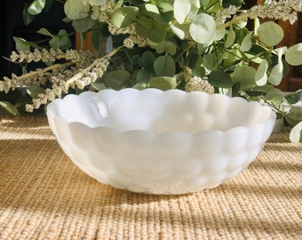 Vintage White Milk Glass Serving Bowl