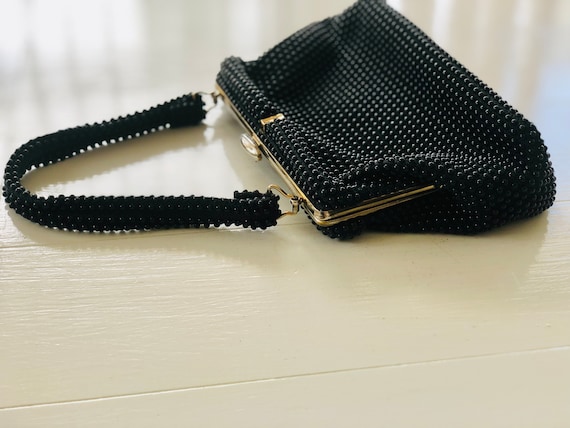 Vintage Black Beaded Purse - image 5