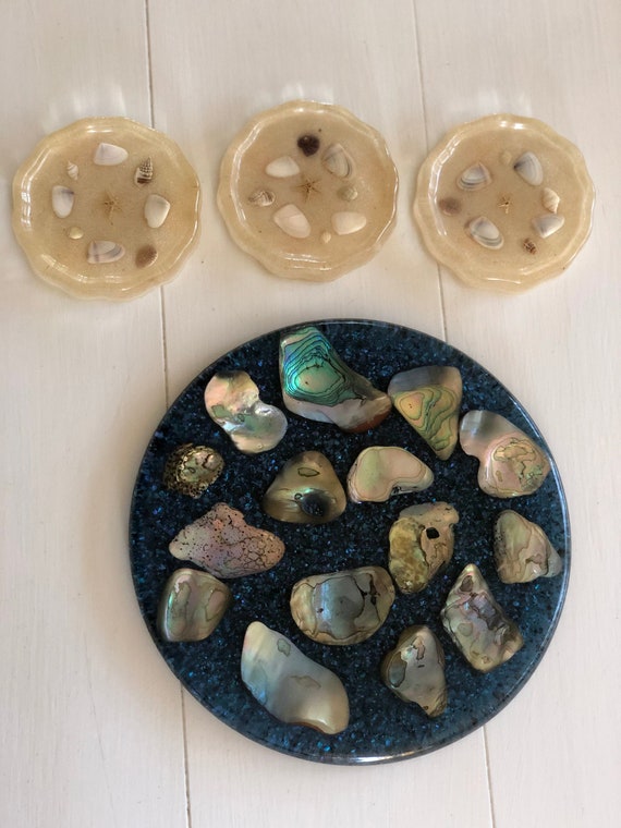 Vintage Lucite 1960's Abalone Sea Shells Trivet and 3 Etsy