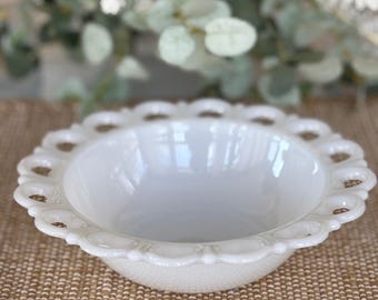 Vintage White Milk Glass Serving Bowl
