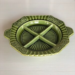 MCM Green Ceramic Divided Serving Dish (Made In USA)
