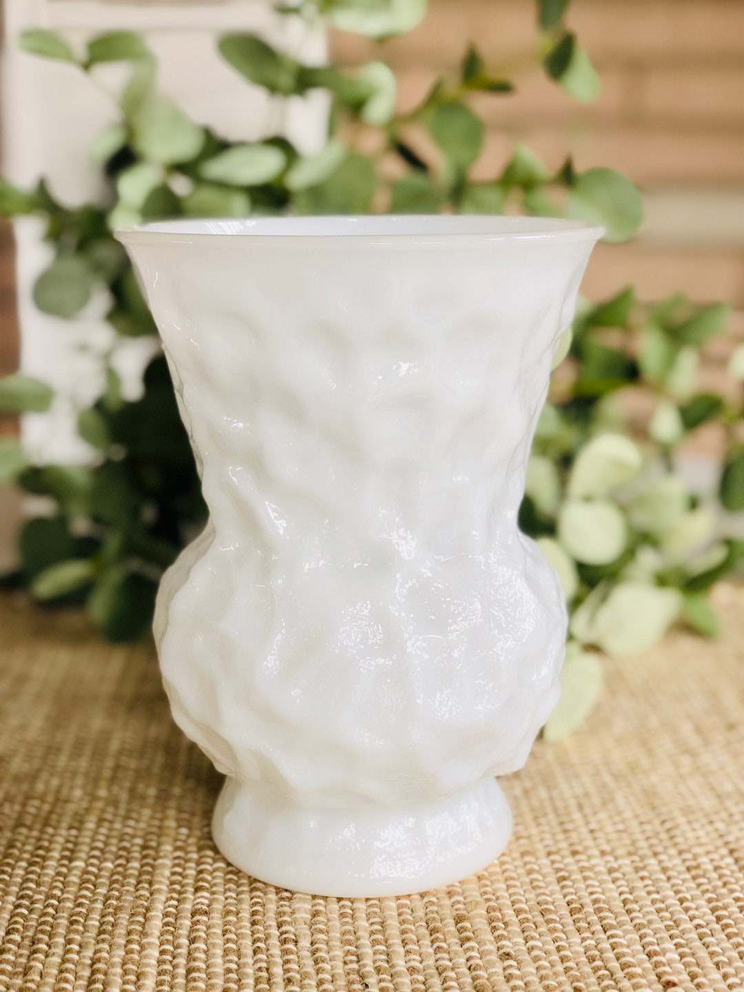 Vintage White Milk Glass Large Vase by E.O Brody Etsy