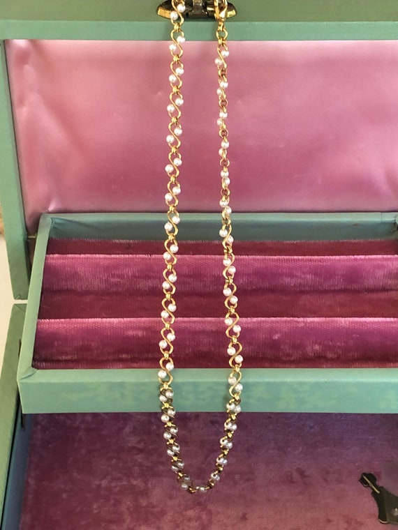 Vintage Napier Braided Faux Pearl Gold-tone Necka… - image 2