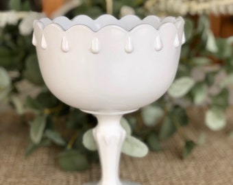 Vintage White Milk Glass Pedestal Bowl