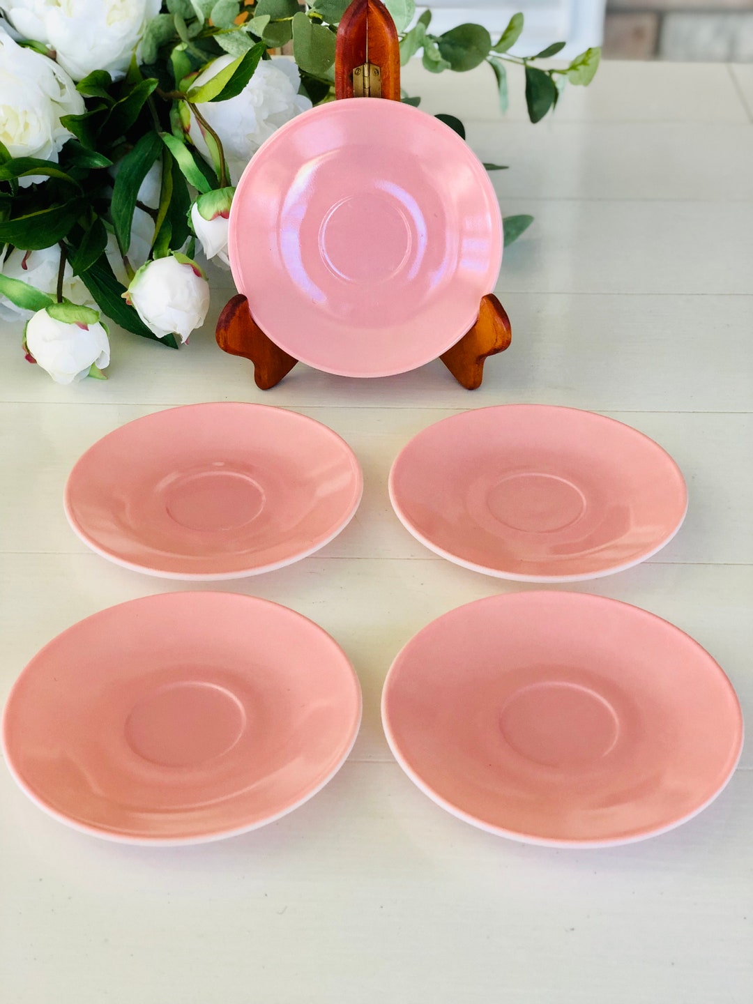 Vintage Pink Glass Dishes set of 5 Etsy