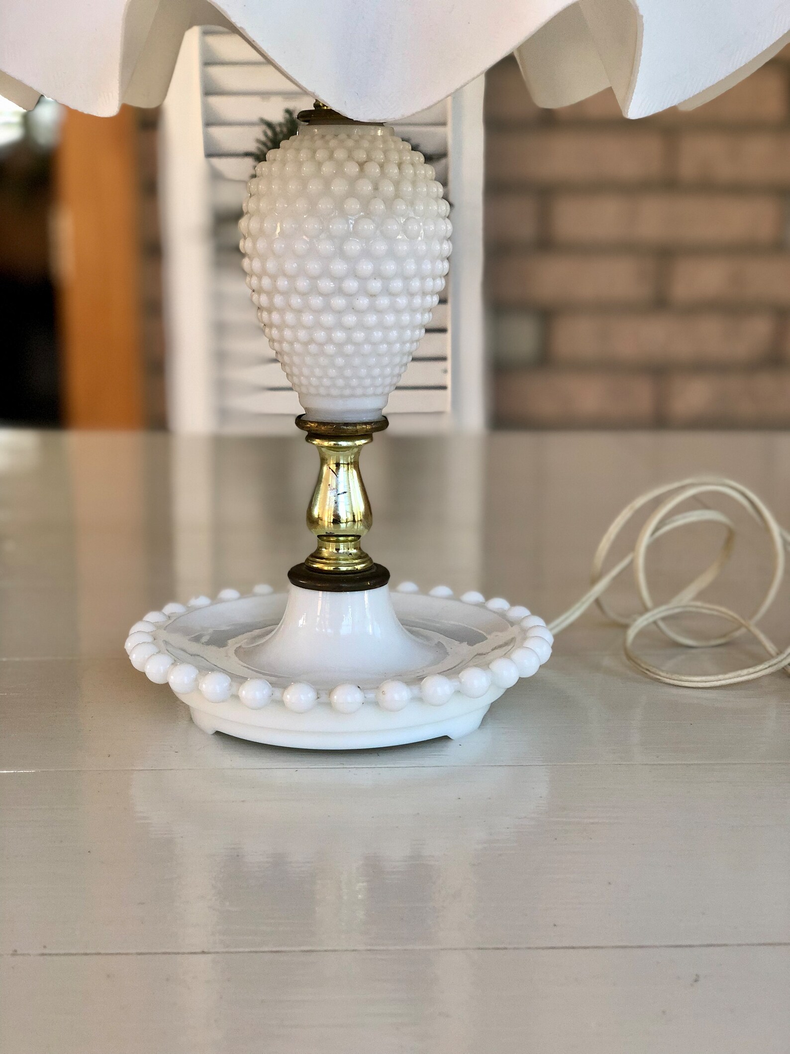Milk Glass Hobnail Lamp