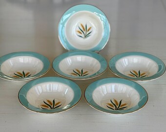 陶器製の皿 5枚セット DITLEV DENMARK ヴィンテージ 10 Piece Set Viking Blue Wheat Gold Rim International D.S.
