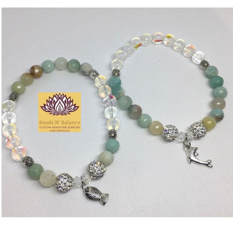 Amazonite and Clear Quartz Custom Gemstone Bracelets