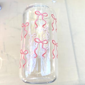 Bow 16oz Glass Cup + Straw - Etsy