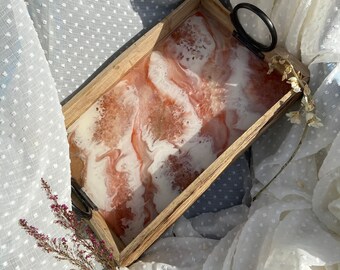 Blush och roséguld hartsbricka