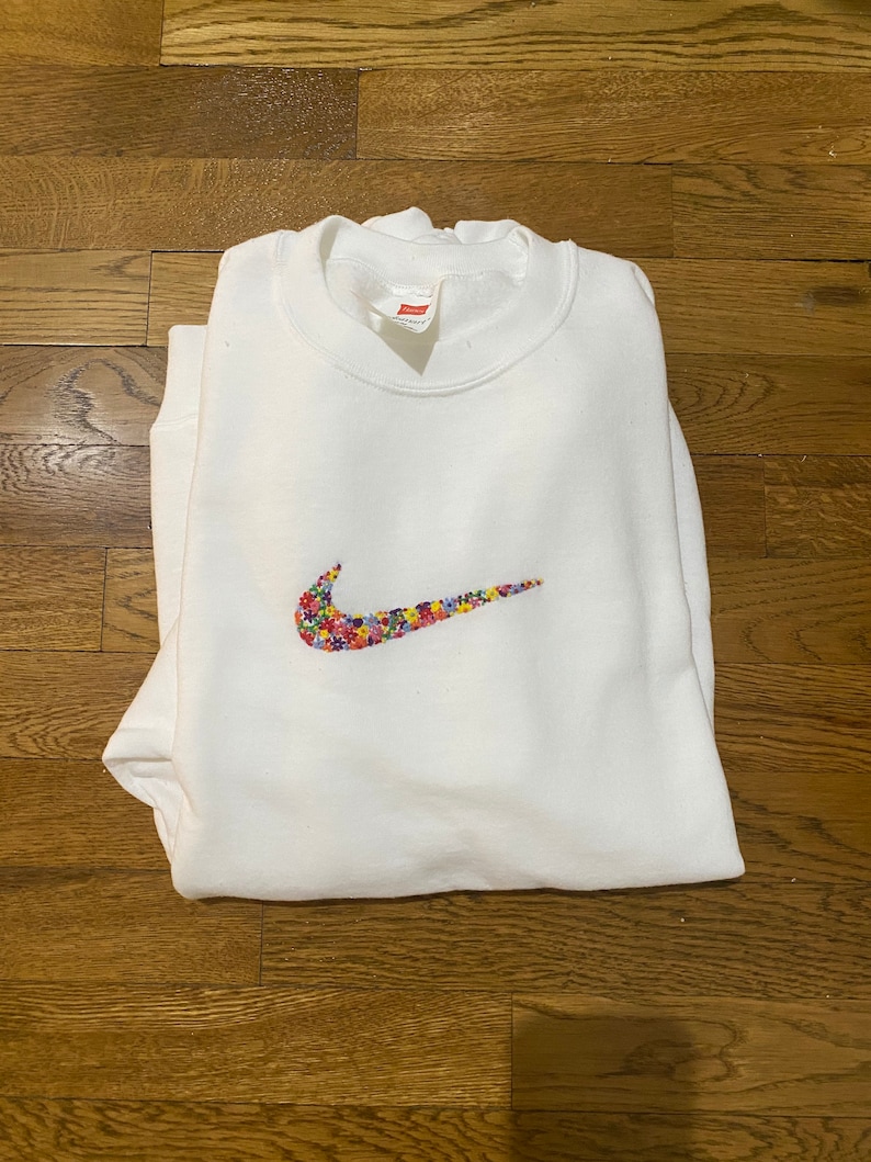 Nike custom embroidery crewneck sweatshirt hand embroidered  etsy Nike custom embroidery crewneck sweatshirt hand embroidered  etsy