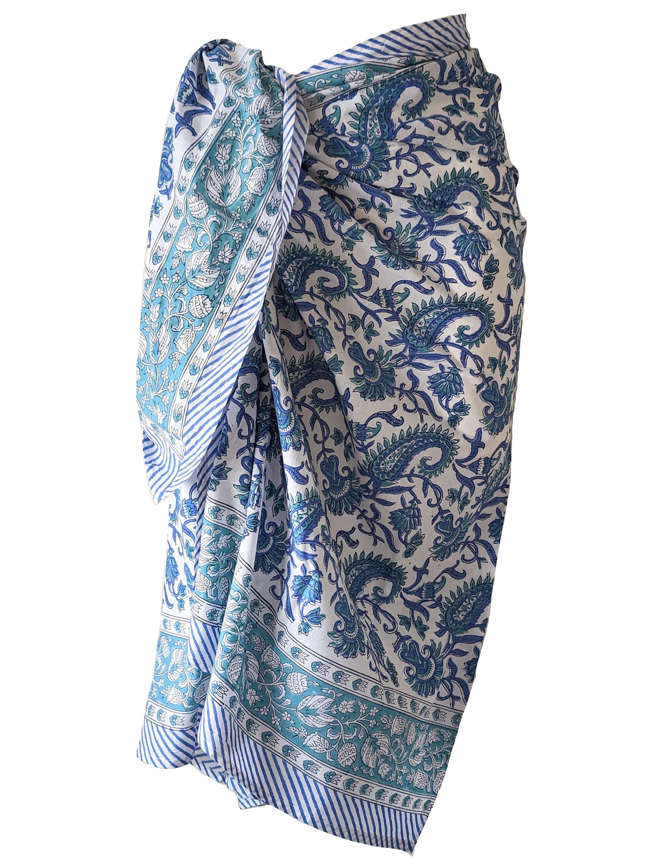 Floral Kalamkari Pareo: Batik Hand Block Print Cotton Sarong