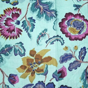 Floral Batik Ikat Hand Block Print Cotton Fabric