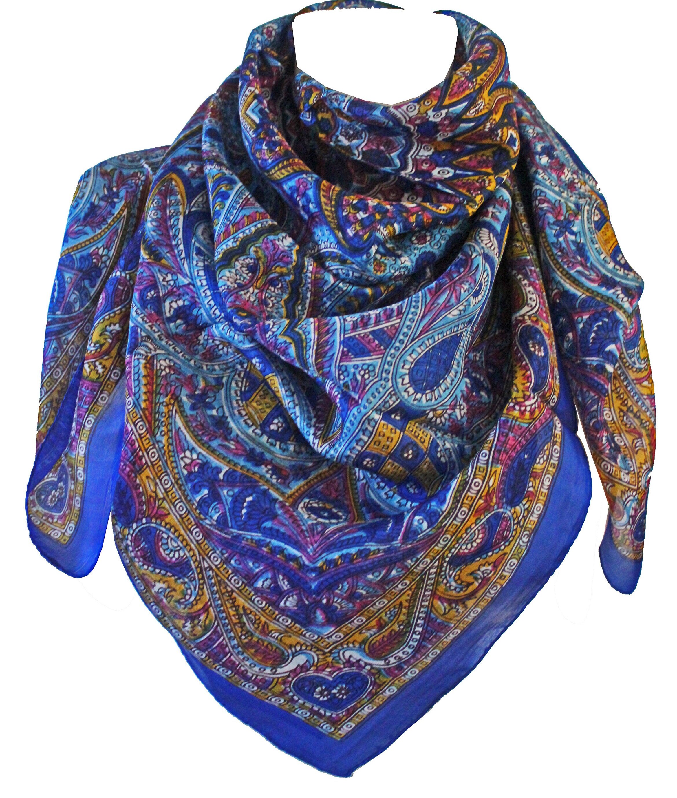 Foulard carré en soie vert cachemire Indie - CARRÉ DE SOIE/Carré de