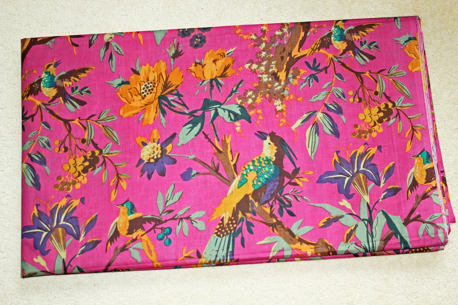 Pink Birds Floral Print Jaipur Hand Block Print fabric 100 Etsy